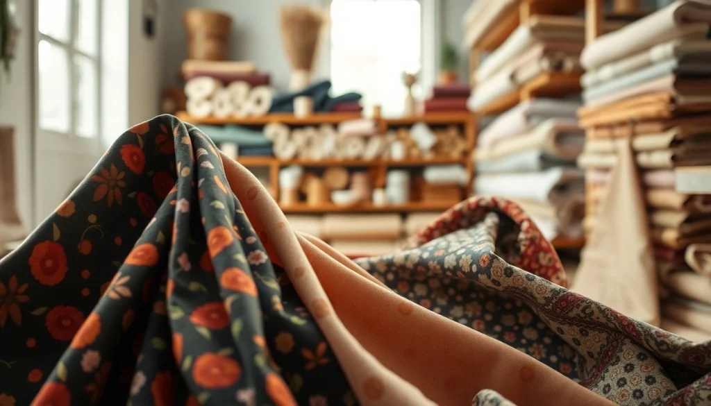 Dunne katoen stof in diverse kleuren en patronen, prachtig gepresenteerd in een creatieve omgeving.