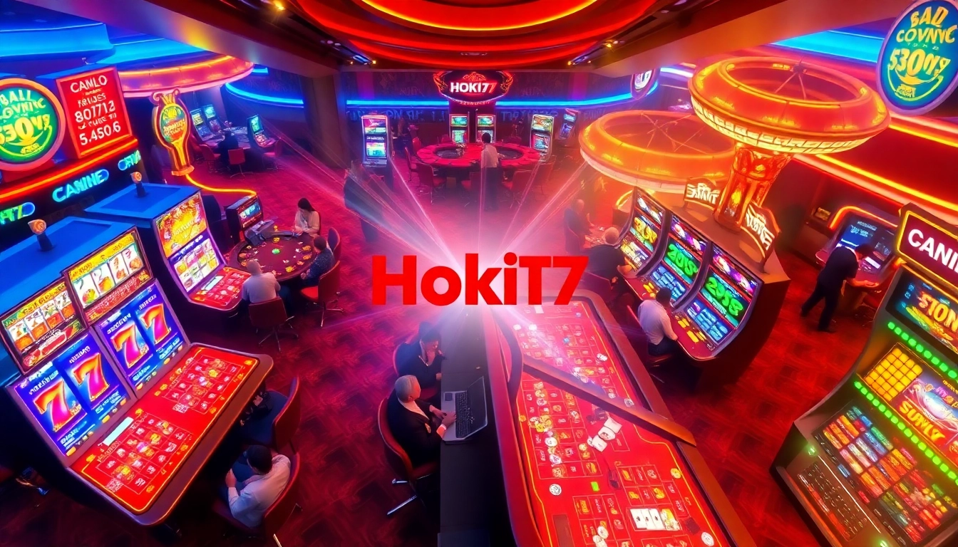 Players engaging in dynamic online gaming at Hoki77 casino platform showcasing slots and table games.