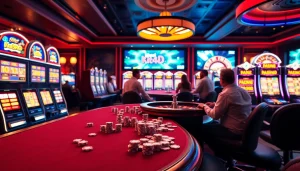 Mengundang penjudi ke kasino yang ramai dengan mesin slot kit4d dan meja poker yang hidup.