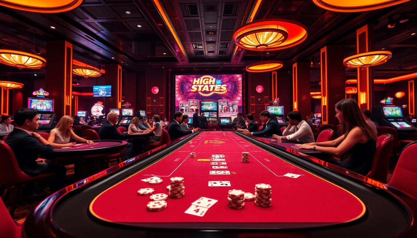 Vibrant non gamstop casino Uk showcasing high-stakes gaming excitement amidst luxurious decor.