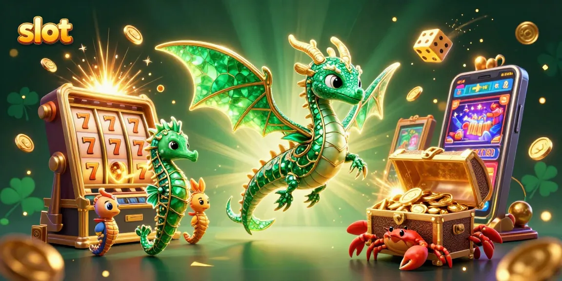 Spin slot reels with golden treasures and a majestic dragon in a magical casino scene.