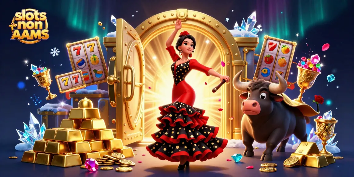 Gioca a emozionanti slot non AAMS immerso in elementi vibranti del casinò come tesori e personaggi vivaci.