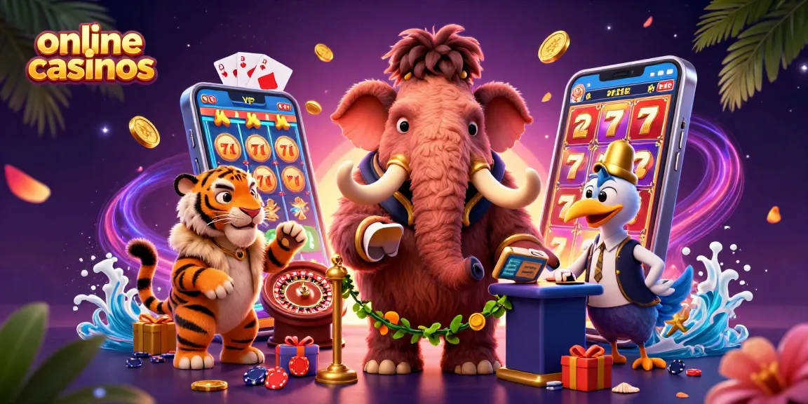 Engage with exciting online casinos featuring lively 3D characters at a vibrant gaming scene.