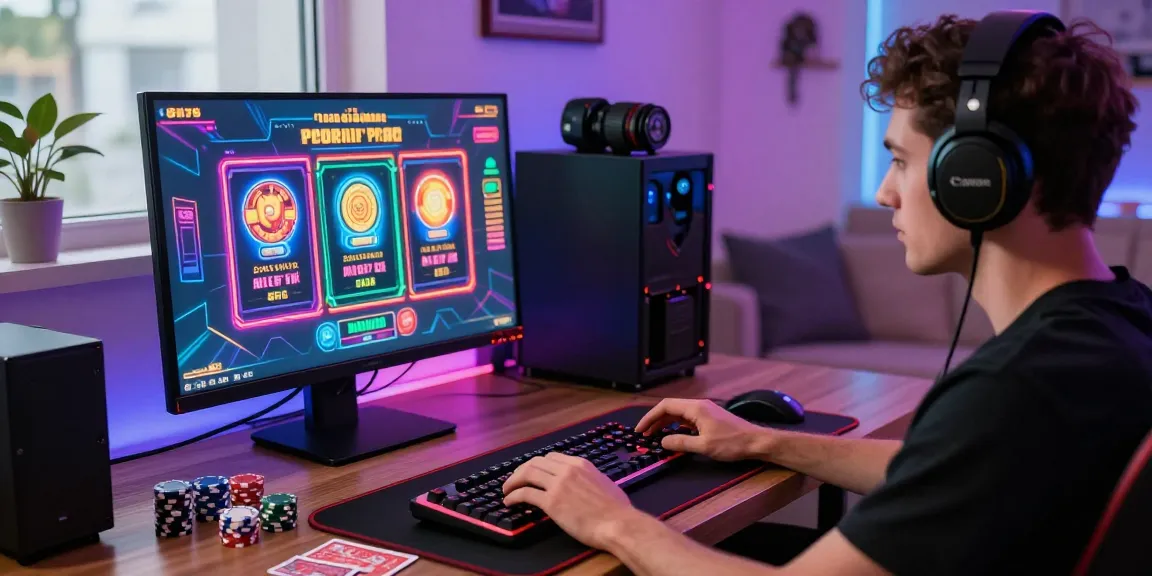 Engaging player at a modern gaming setup exploring options at credit card casinos UK - https://brcs.co.uk, showcasing excitement in online gaming.