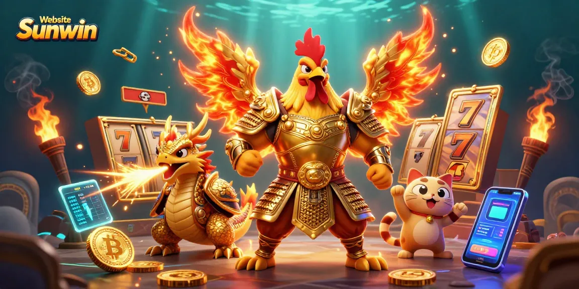Spin and win with Website Sunwin's vibrant slots scene featuring golden samurai warrior and dragon.