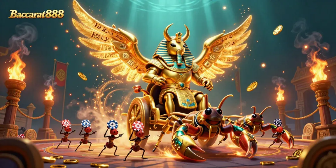 Baccarat888 engaging players in a vibrant casino scene with vivid golden elements and dynamic characters.