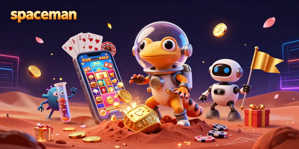 Engage with the spaceman slot experience in a vibrant casino scene on Mars, rich with game elements.